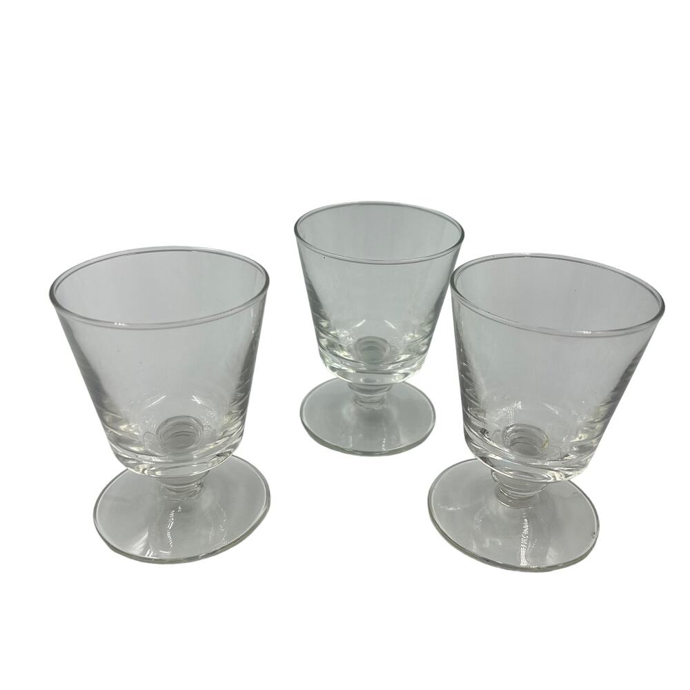 Vintage Set 3 Pieces Clear Wine‎ Whiskey Glasses Footed Goblets MCM 5 Inch